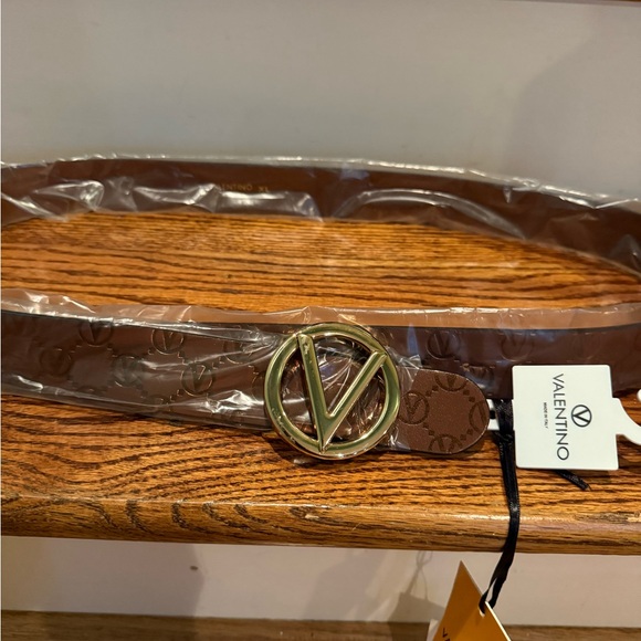 Valentino Dark Brown Belt with Gold Accents - Picture 1 of 5